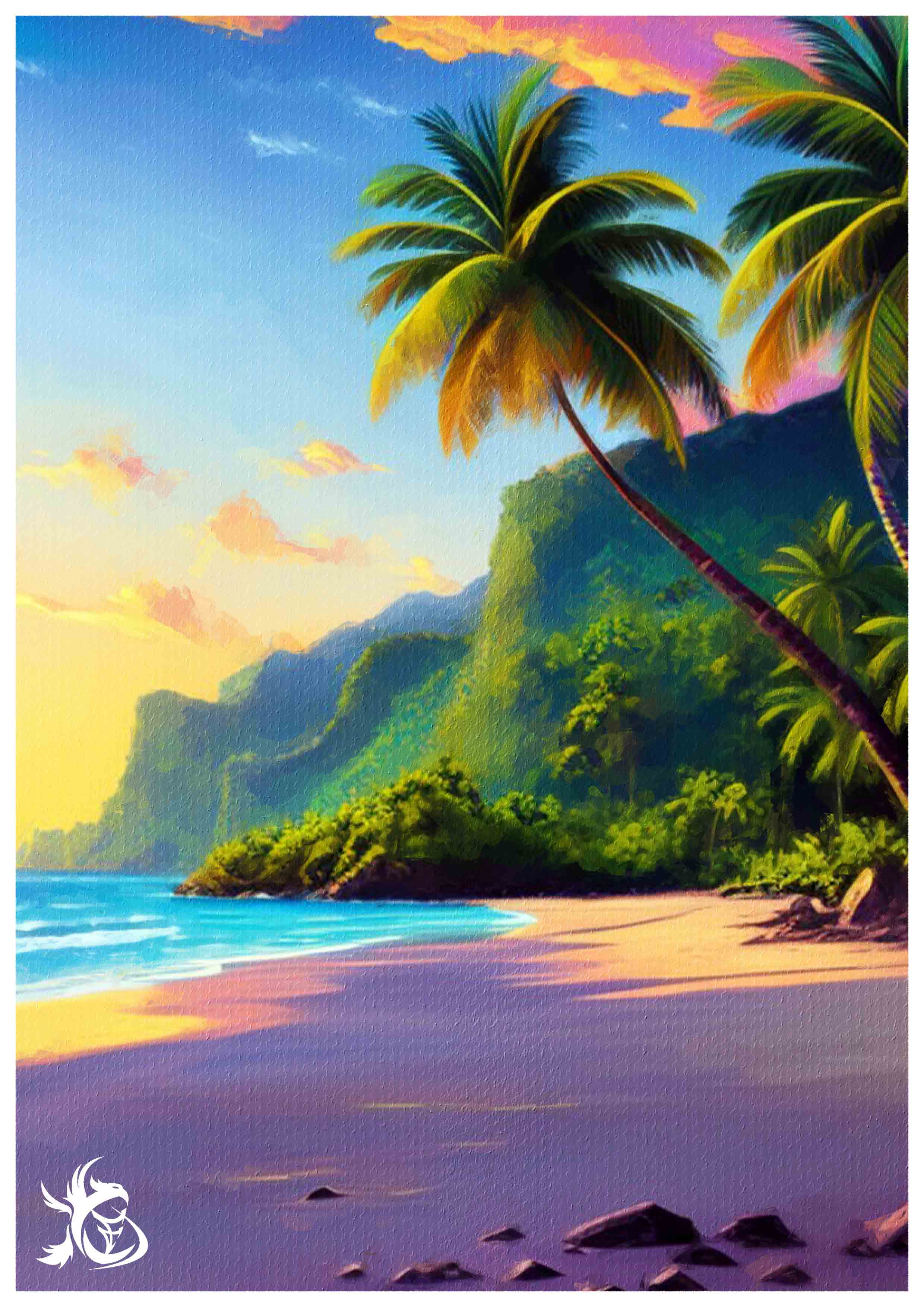 Peinture numérique — plage au coucher de soleil
